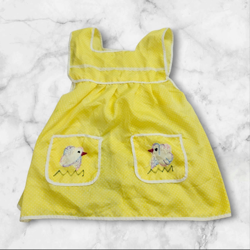Yellow Baby Dress with Bird Embroidery